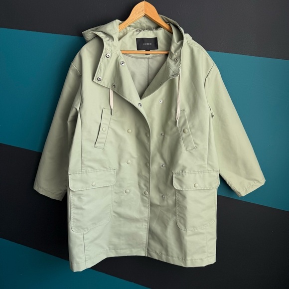 J Crew Green Double-breasted raincoat size MP - Picture 11 of 16